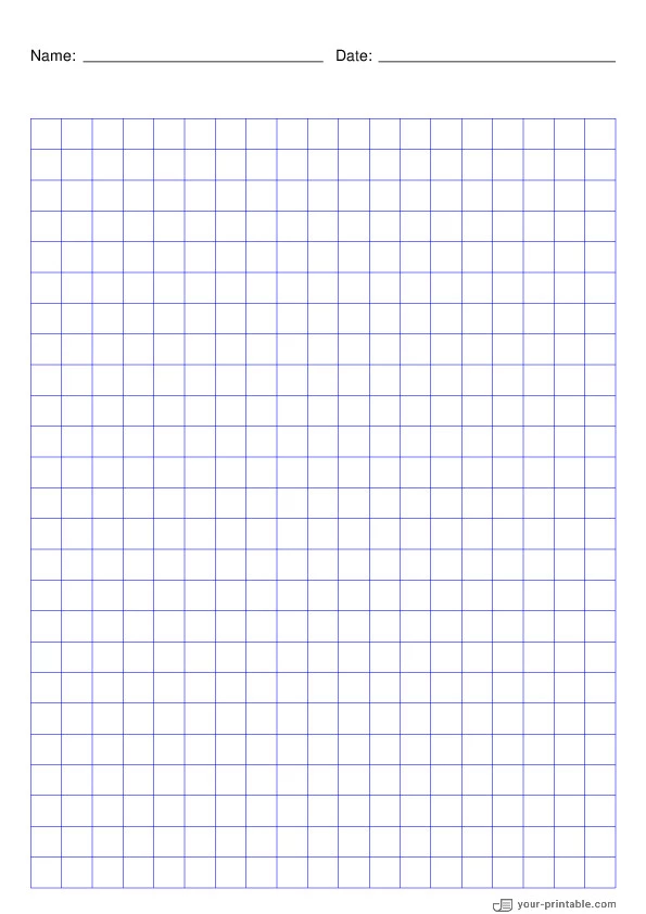 1 cm Grid Paper blue With Name and Date - 10071867