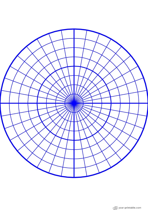 Blank Polar Graph Paper 10 Degrees blue - 10073722
