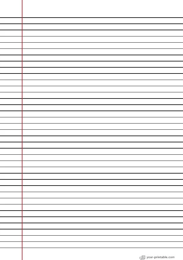 College Ruled Lined Paper Black 9/32 inch With Left Margin - 10070969