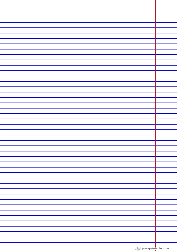 College Ruled Lined Paper Blue 1/4 inch With Right Margin - 10070986