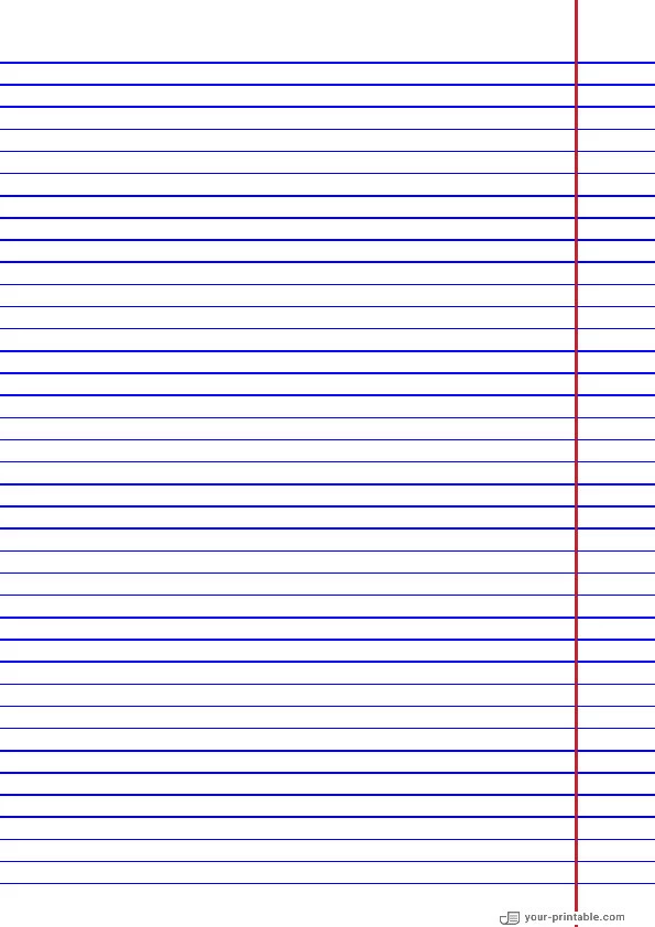 College Ruled Lined Paper Blue 9/32 inch With Right Margin - 10070970