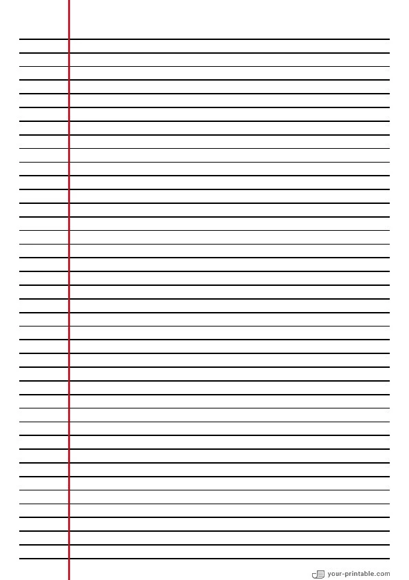 College Ruled Notebook Paper Black 7 mm With Left Margin - 10071009