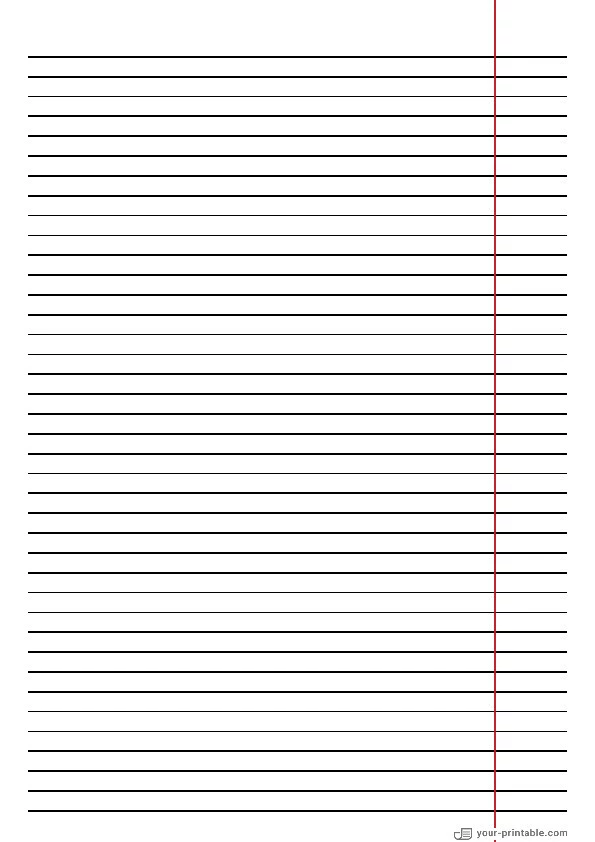 College Ruled Notebook Paper Black 7 mm With Right Margin - 10071011