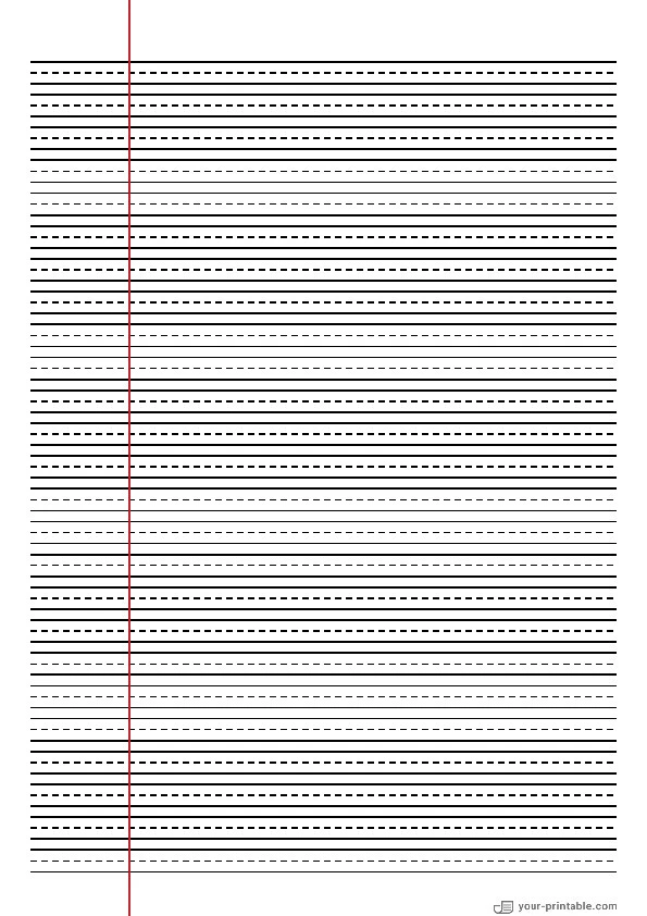 College Ruled Paper Black 7.1 mm With Dashed Midine and Margin - 10070977