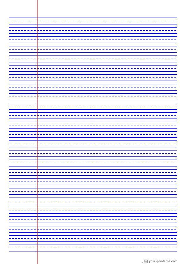 College Ruled Paper Blue 7.1 mm With Dashed Midine and Margin - 10070976