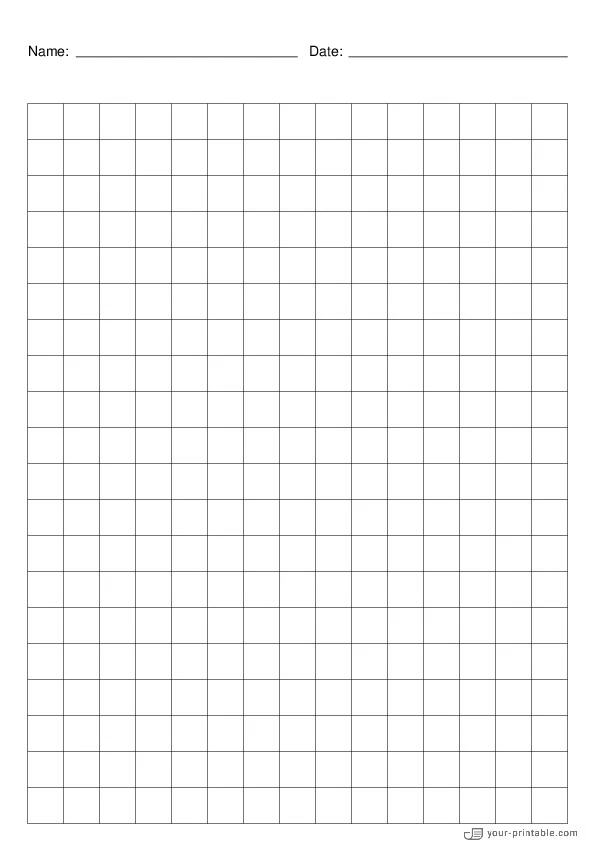 Grid Paper black 1/2 inch With Name and Date - 10071874