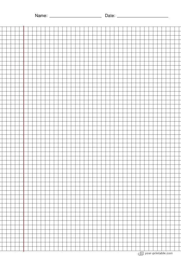 Grid Paper black With Name and Date 5mm With Margin - 10071914