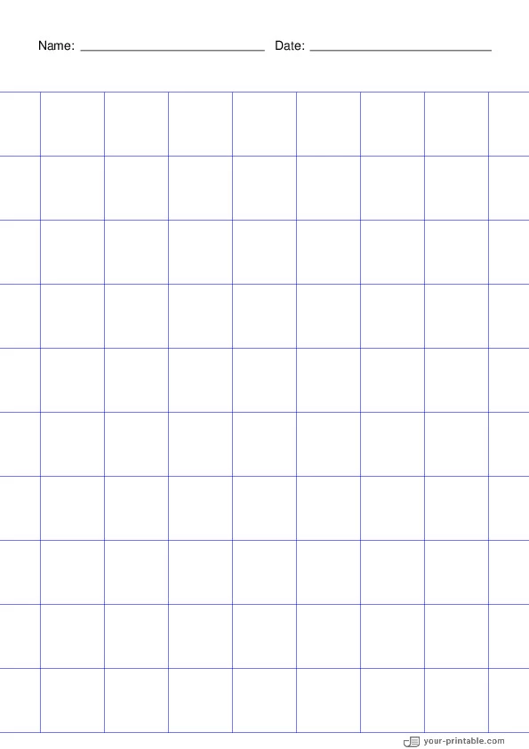 Grid Paper blue 1 inch With Name and Date - 10071899