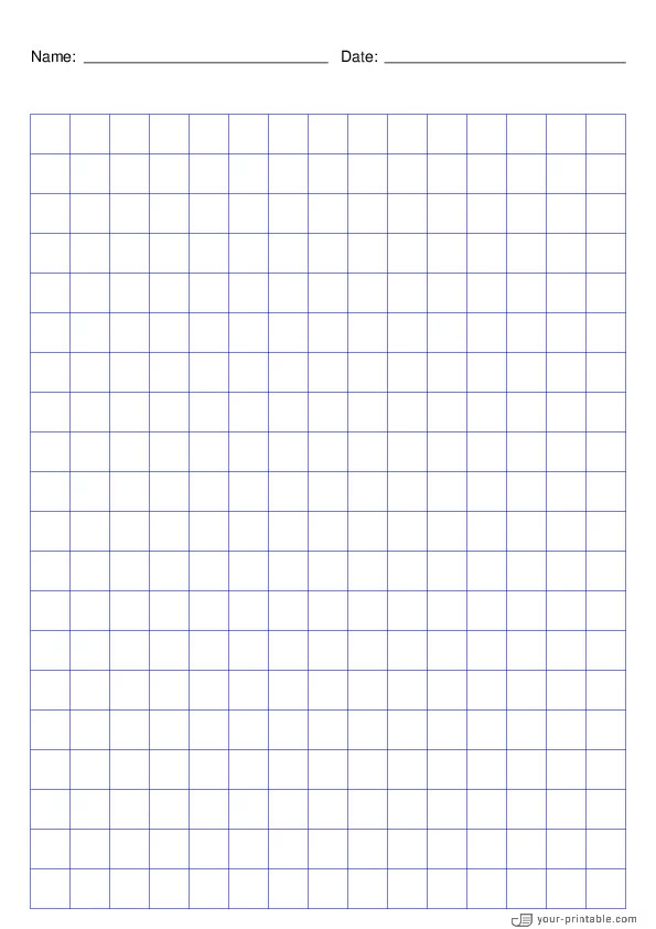 Grid Paper blue 1/2 inch With Name and Date - 10071875