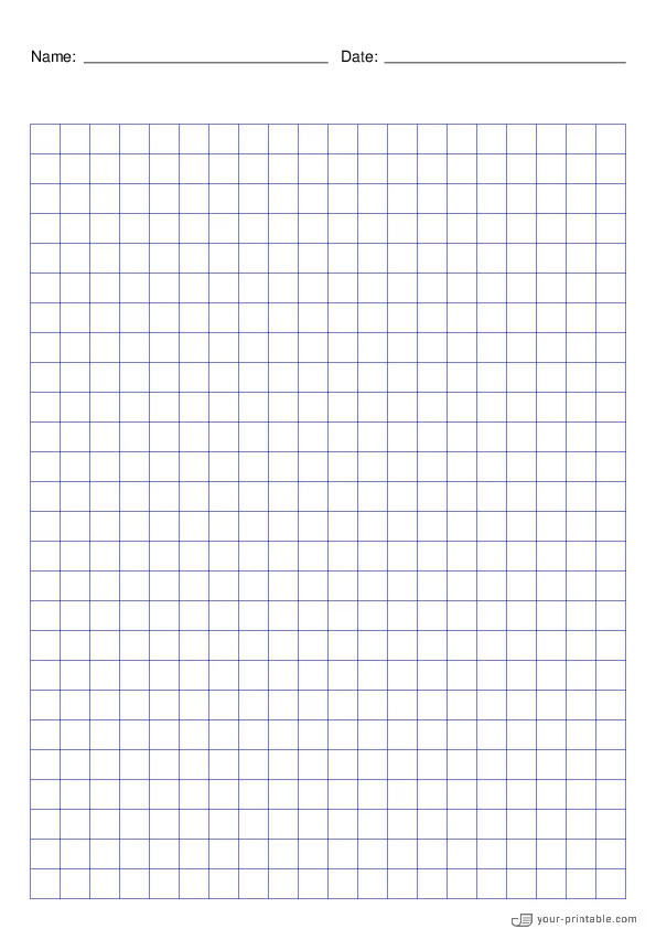 Grid Paper blue 3/8 inch With Name and Date - 10071859