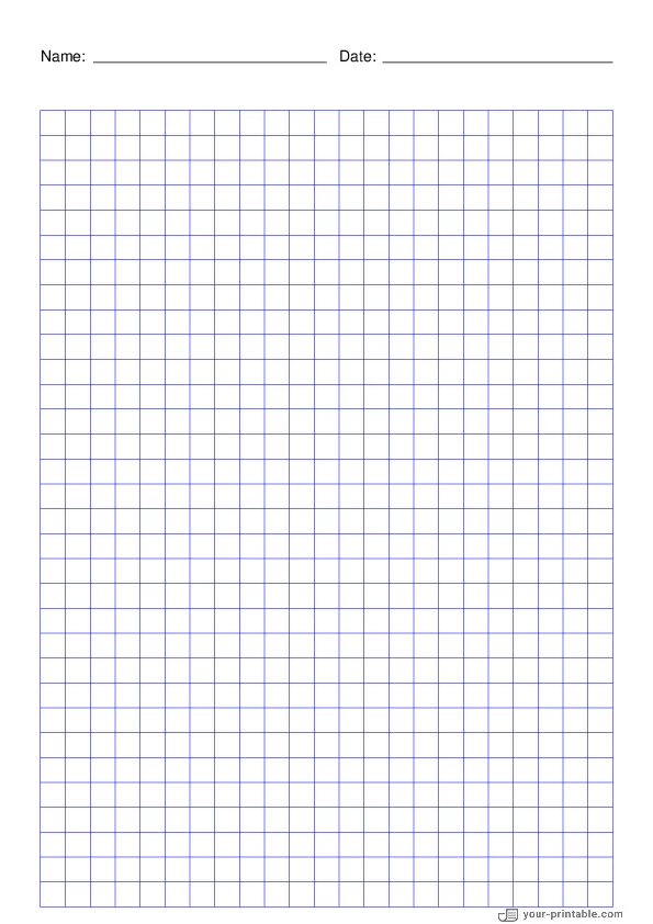 Grid Paper blue 8 mm With Name and Date - 10071883