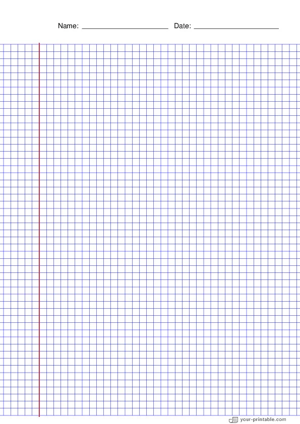 Grid Paper blue With Name and Date 5mm With Margin - 10071915