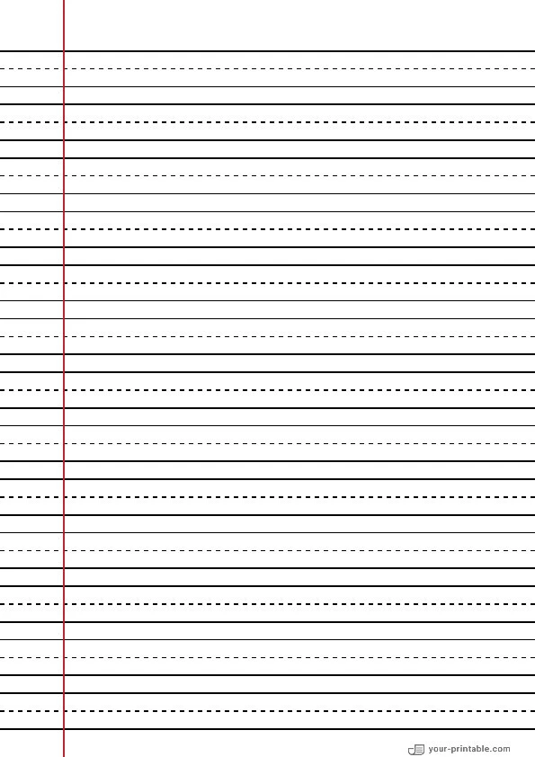 Lined Handwriting Paper for 3rd Grade Black 14 mm With Margin - 10070951