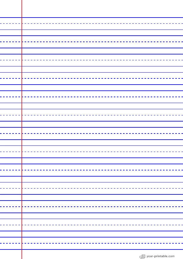 Lined Handwriting Paper for 3rd Grade Blue 14 mm With Margin - 10070950