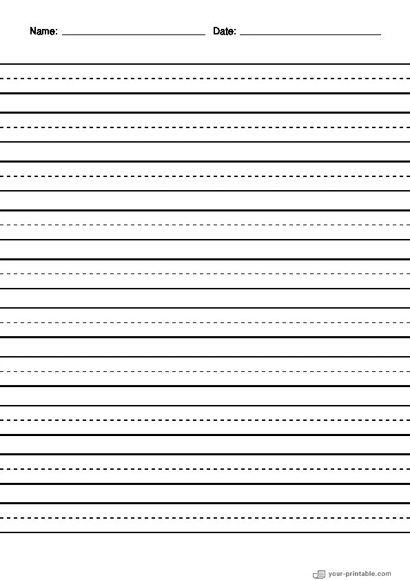 Lined Paper for 1st grade With Name and Date Black 15 mm - 10070747