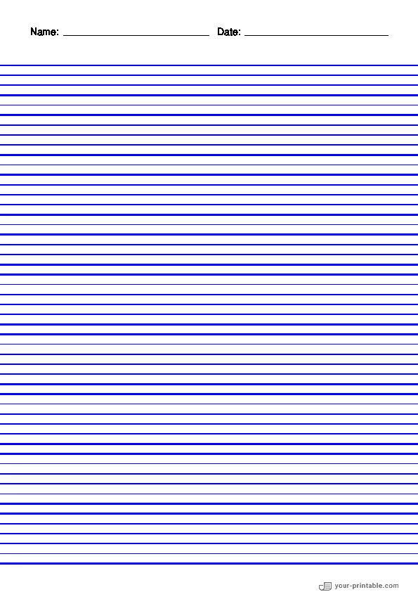 Lined Paper for 1st grade With Name and Date Blue 10mm With Picture Box - 10070762