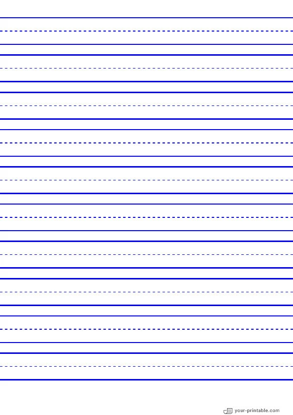 Papel rayado para segundo grado azul de 3/4 de pulgada con línea punteada. - 10070768