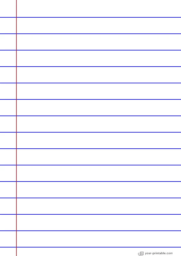 Lined Paper for 2nd Grade Blue 3/4 inch With Margin - 10070836