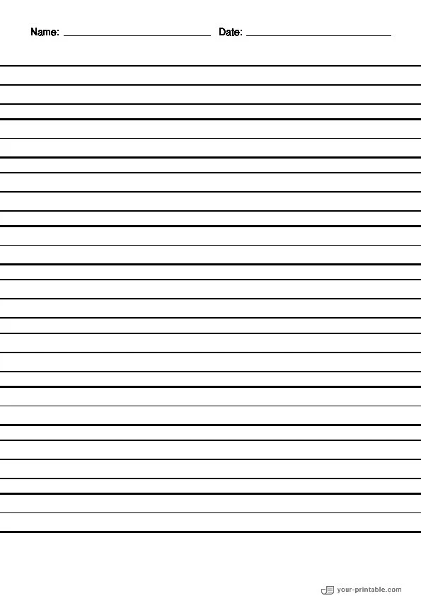 Linienpapier für die 2. Klasse mit Name und Datum Schwarz 3/4 Zoll - 10070817