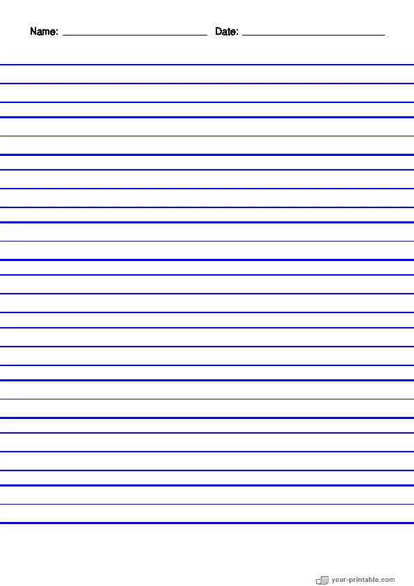 Papel rayado para 2do grado con nombre y fecha Azul 3/4 pulgadas - 10070816