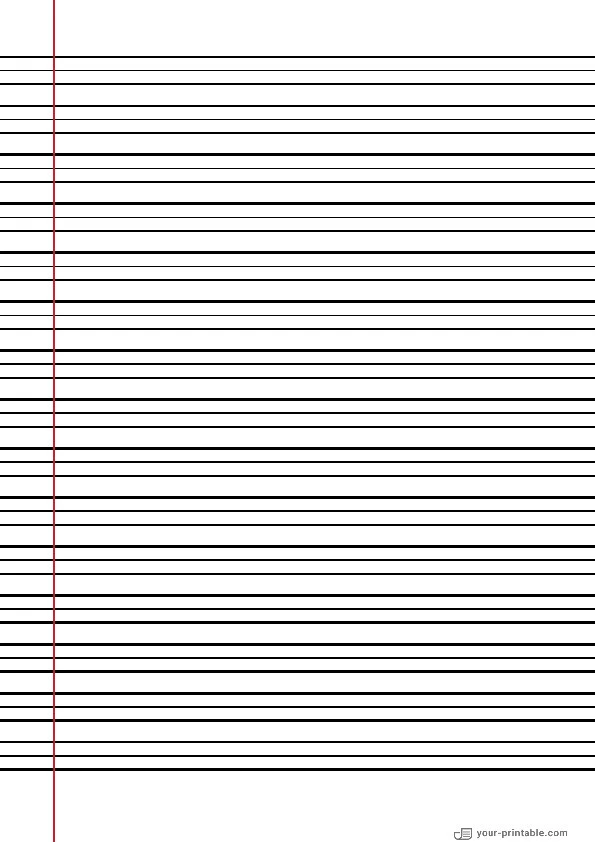 Lined Paper for 3rd Grade Black 3/8 inch With Margin - 10070923
