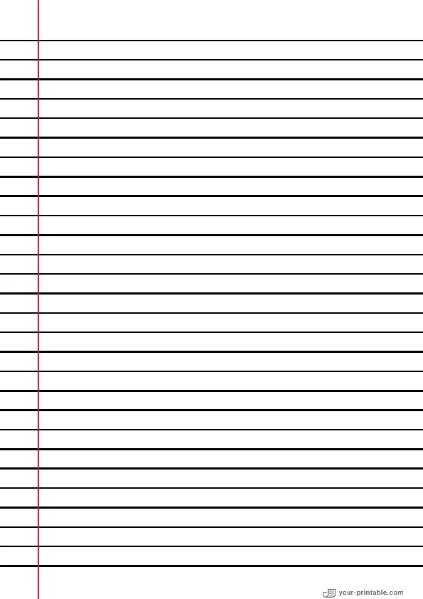 Lined Paper for 3rd Grade Black 3/8 inch With Margin for kids - 10070927