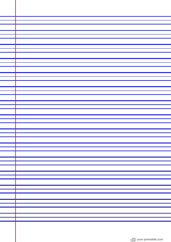 Lined Paper for 3rd Grade Blue 3/8 inch With Margin - 10070922