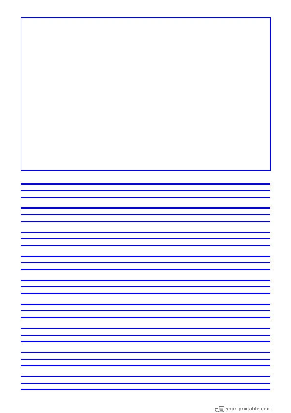Lined Paper for 3rd Grade Blue 3/8 inch With Picture Box - 10070868