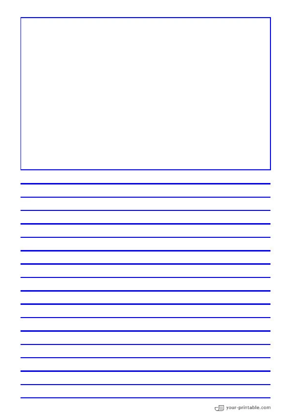 Lined Paper for 3rd Grade Blue 3/8 inch With Picture Box for kids - 10070876
