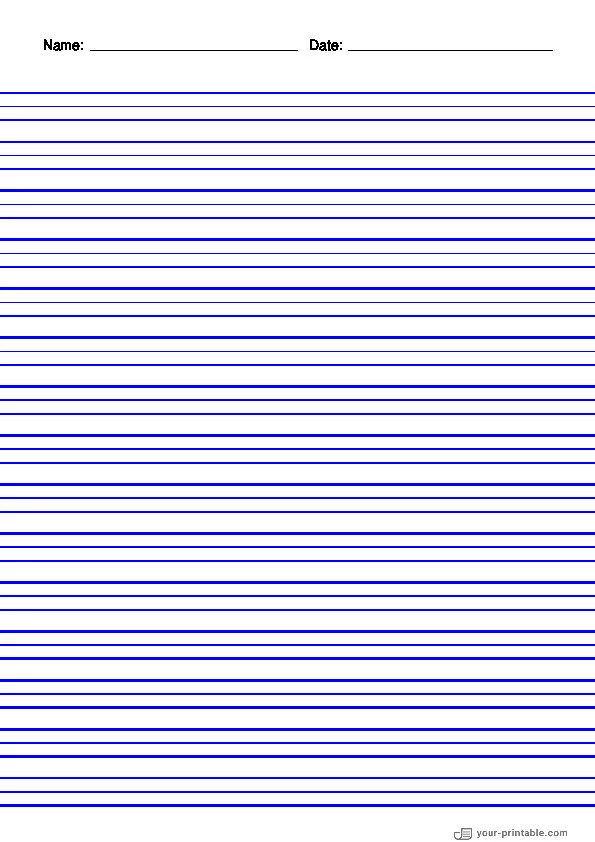 Lined Paper for 3rd Grade With Name and Date Blue 3/8 inch - 10070906