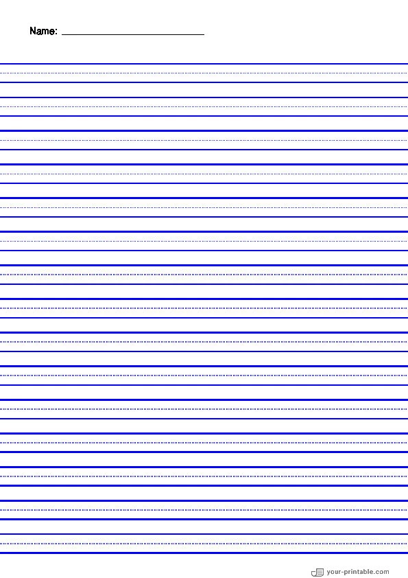 Lined Paper for 3rd Grade With Name and Dotted Line Blue 3/8 inch - 10070882