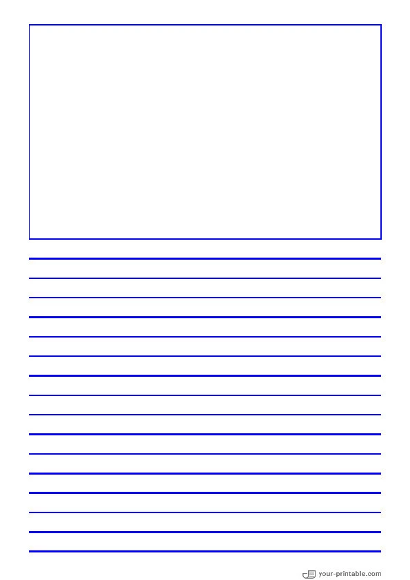 Papel forrado para primer grado azul 10mm con recuadro para imagen - 10070750