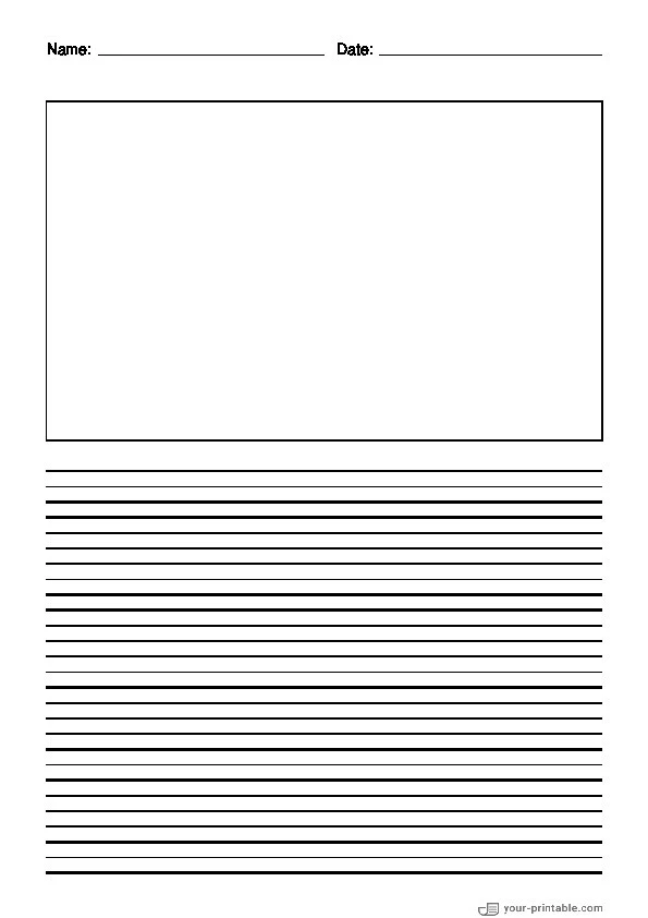 Lined Paper for first grade With Name and Date Black 10mm - 10070761