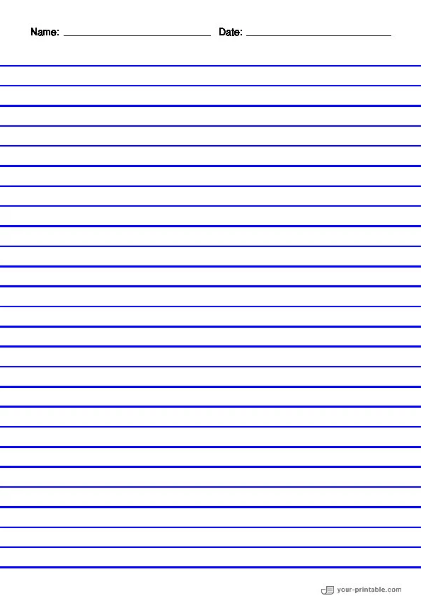 Papel rayado para primer grado Con nombre y fecha Azul 10mm Con cuadro de imagen - 10070766