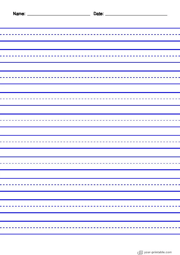 Papel rayado para primer grado con Nombre y Fecha Azul 15 mm - 10070746