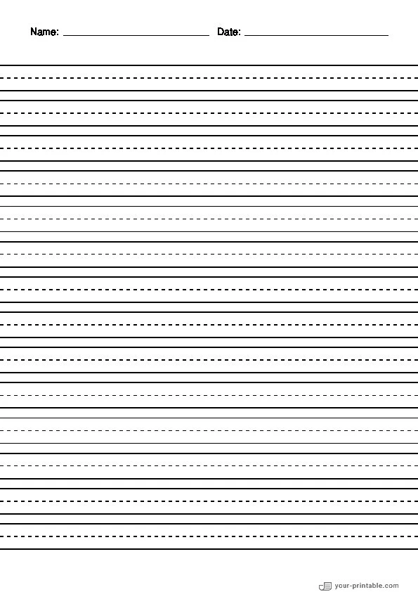 Lined Paper for Kindergarten With Name and Date Black 12.7 mm With Dashed Midline - 10070715