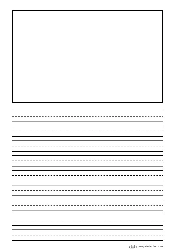 Lined Paper for Kindergarten Black 12.7 mm With Picture Box and Dashed Midline - 10070709