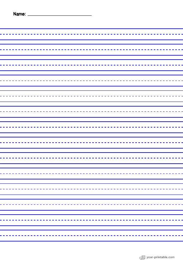 Lined Paper for Kindergarten Blue 12.7 mm With Name and Dashed Line - 10070710