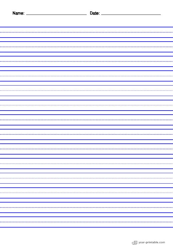 Papel rayado para Kindergarten Azul 12.7 mm Con Nombre y Fecha - 10070726