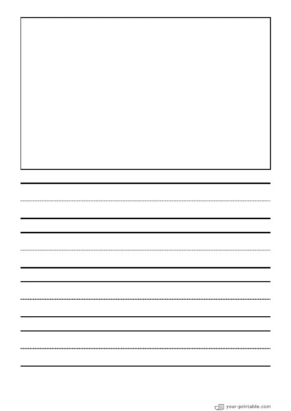 Lined Paper for Pre School Black 1 inch With Dotted Line and Picture Box - 10070581