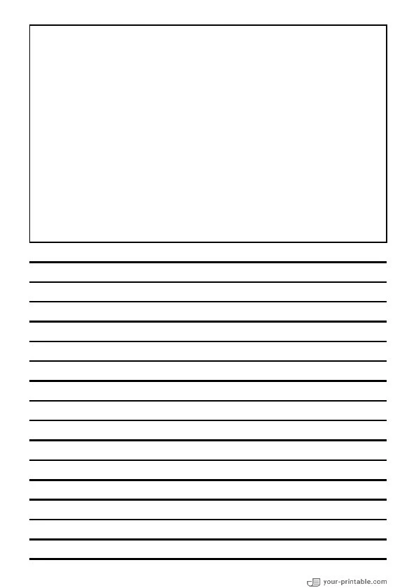 Papel rayado para preescolar Negro 10mm con recuadro para imágenes para niños - 10070601