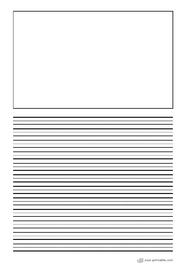 Lined Paper for Pre School Black 8mm With Dotted Line and Picture Box - 10070589
