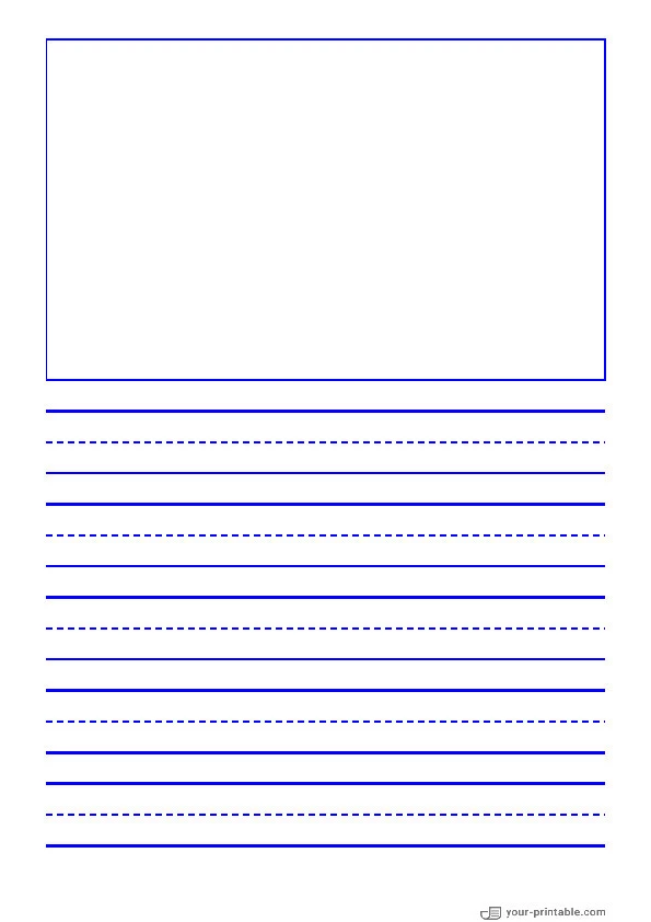 Lined Paper for Pre School Blue 20mm With Dashed Line and Picture Box - 10070576