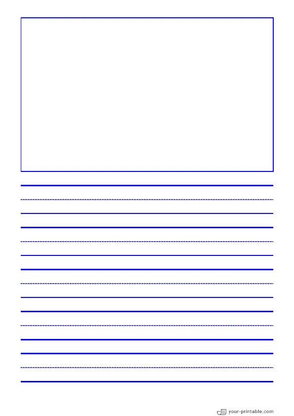 Lined Paper for Pre School Blue 20mm With Dotted Line and Picture Box - 10070592