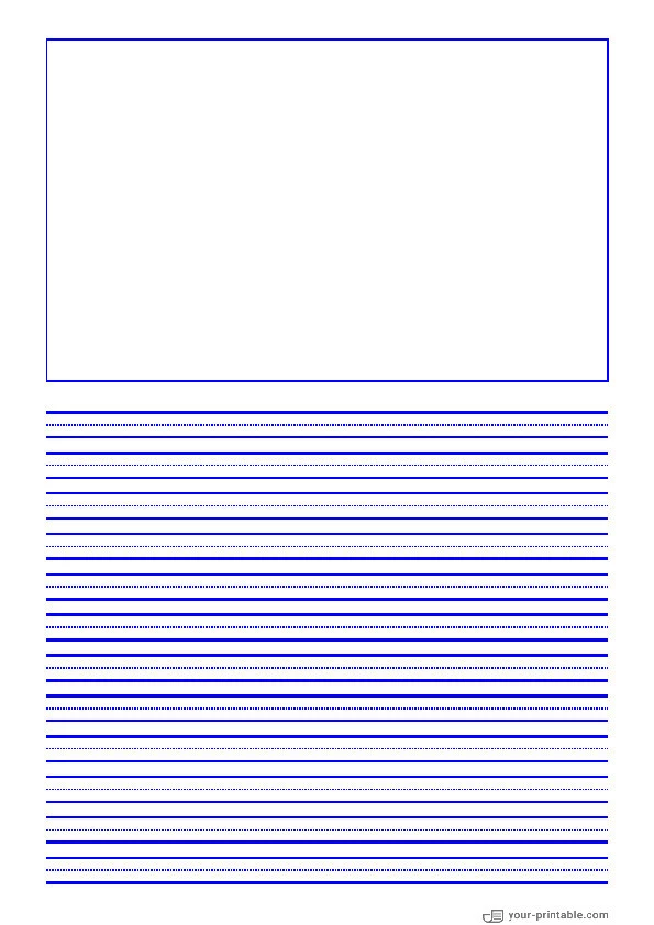 Lined Paper for Pre School Blue 8mm With Dotted Line and Picture Box - 10070588