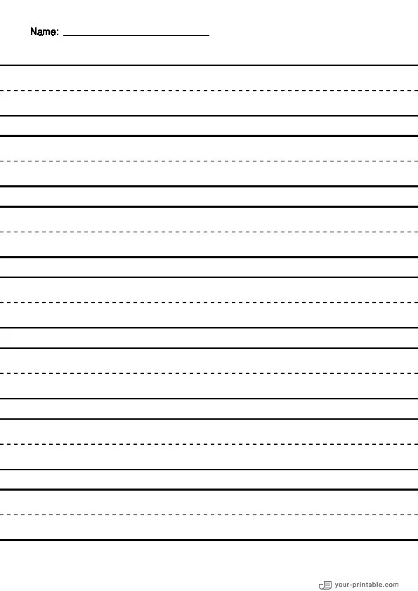 Papel forrado para preescolar con nombre y línea punteada negra de 1 pulgada - 10070611