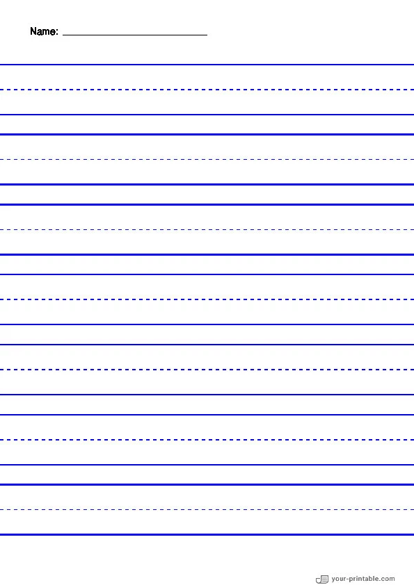 Lined Paper for Pre School With Name and Dashed Line Blue 1 inch - 10070610