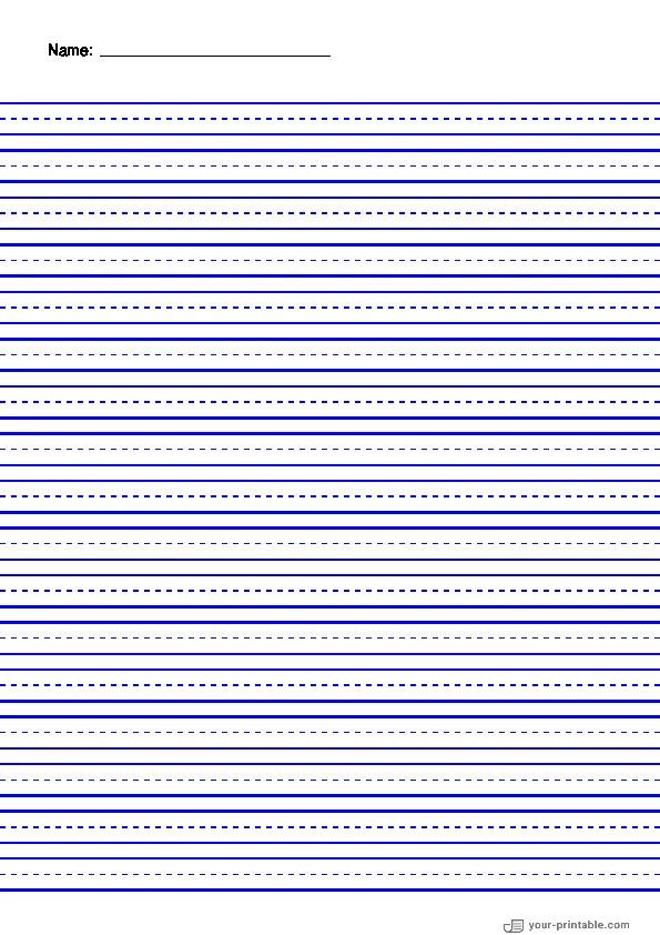 Papel rayado para preescolar con nombre y línea punteada azul de 10 mm. - 10070614