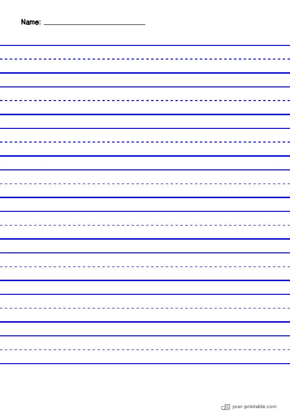 Lined Paper for Pre School With Name and Dashed Line Blue 20mm - 10070622