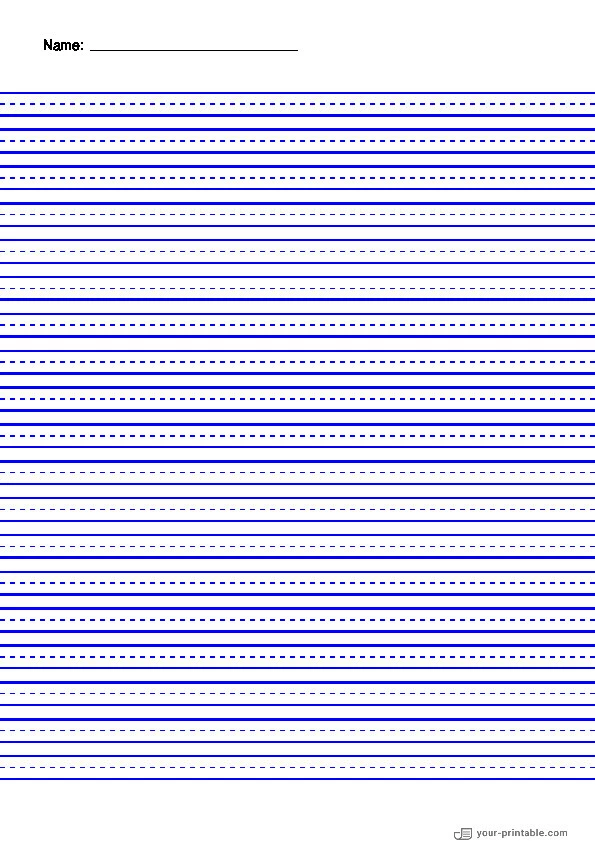 Lined Paper for Pre School With Name and Dashed Line Blue 8mm - 10070618